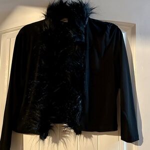 Calvin Kleine Short Evening Jacket Fur Trim Cropped S